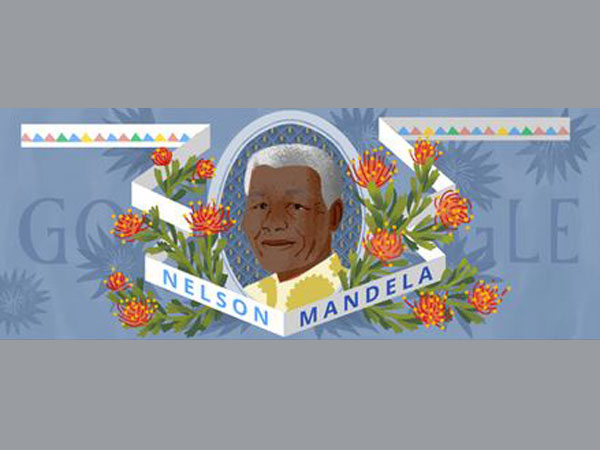 Nelson Mandela with a Doodle on the occasion of his 96th birthday