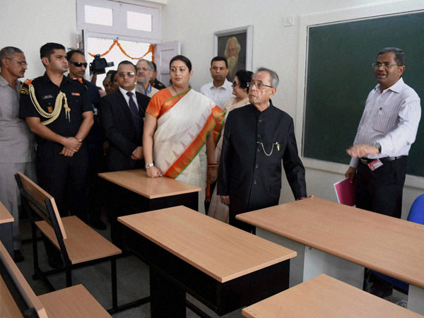 President Pranab Mukherjee with HRD Minister Smriti Irani 