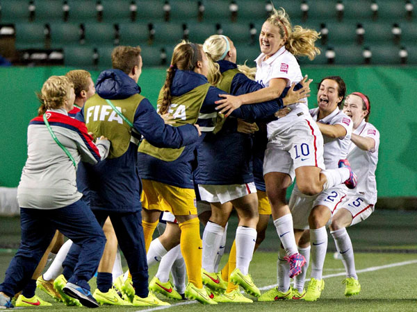 US celebrates goal against Brazil 