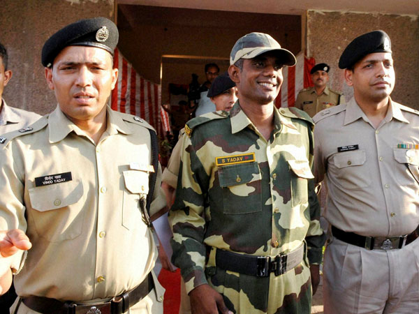 BSF jawan Satyasheel Yadav at a press conference 