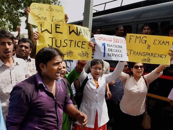 Protest against the Foreign Medical Graduates Examination