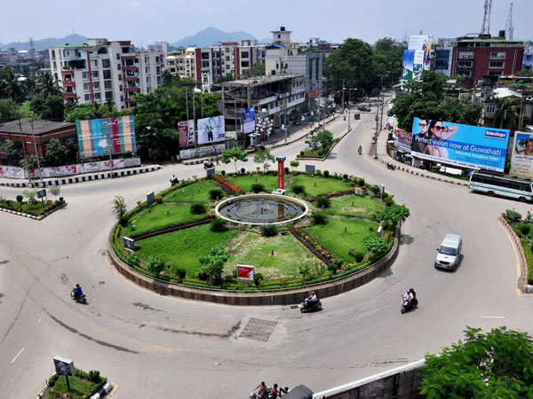A view of deserted road during 12-hour Assam bandh in Guwahati