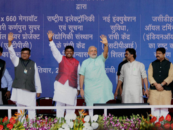 Prime Minister Narendra Modi with Union ministers Ravishankar Prasad