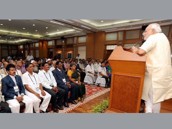 Prime Minister Narendra Modi addresses awardee teachers