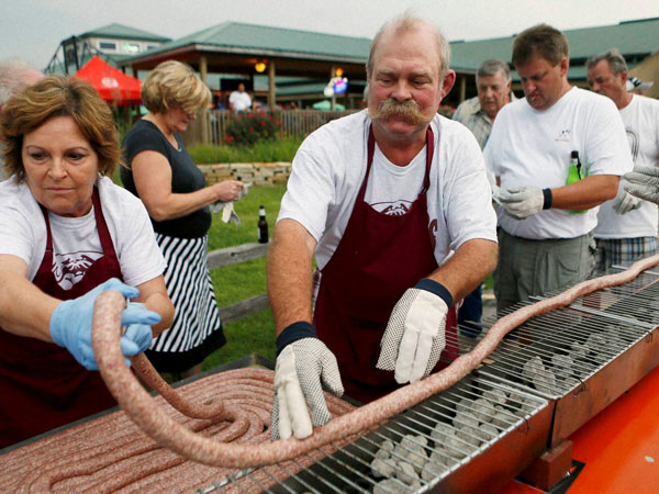 Bratwurst on a grill 