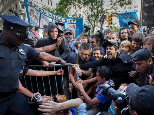 Wall Street witnesses protests