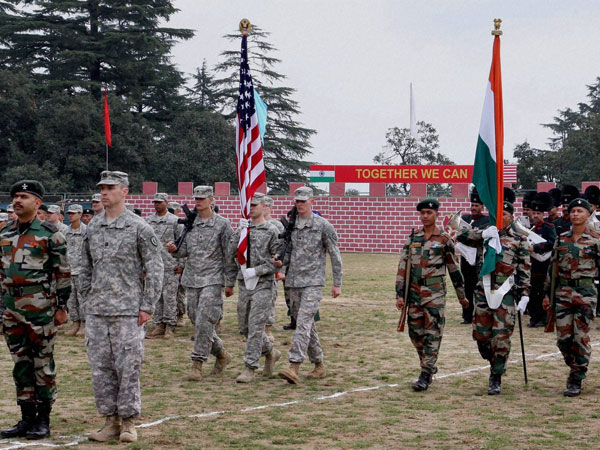 Indian and US soldiers at the closing ceremony