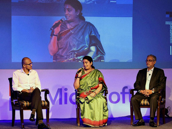 Microsoft CEO Satya Nadella and Microsoft India Chairman Bhaskar Pramanik