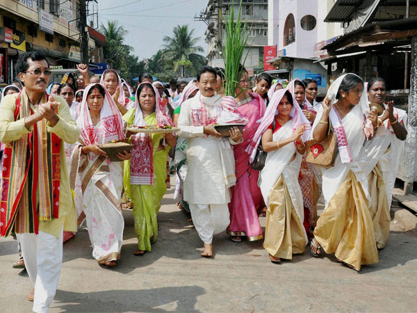 Devotees take out a procession on the occasion