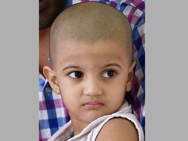 3yr-old Jahnvi during a press conference in New Delhi
