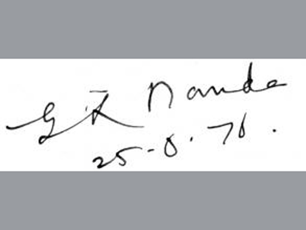 Gulzarilal Nanda Sign