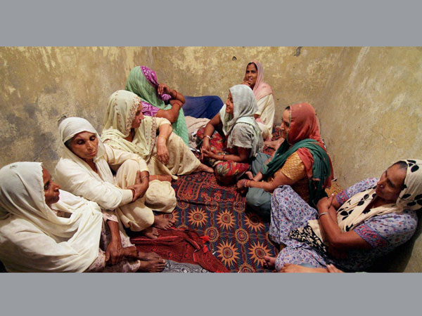 Border women take shelter in an army bunker