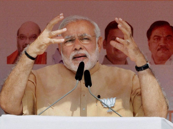 Prime Minister Narendra Modi addreses an election campaign rally