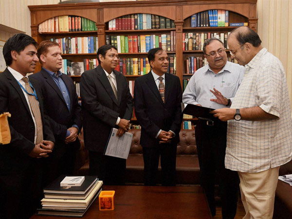 Finance Minister Arun Jaitely and Gujarat Finance Minister Saurabh Patel