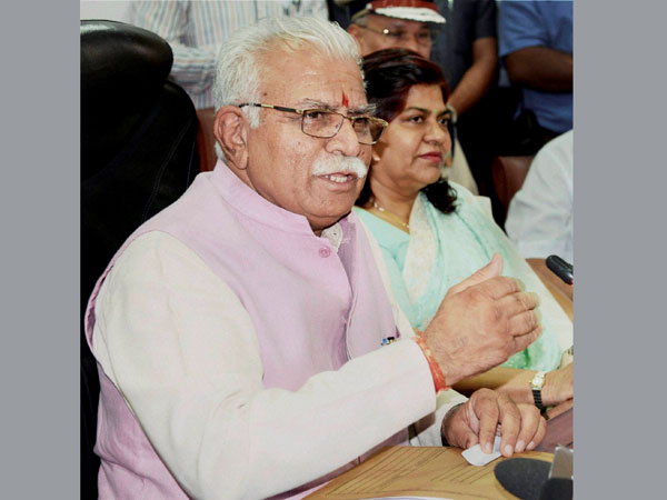 Haryana Chief Minister Manohar Lal Khattar addresses the media