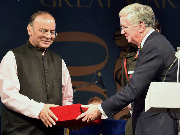 Union Minister of Defence Arun Jaitley being presented