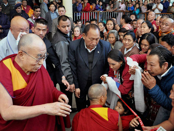 Buddhist spiritual leader The Dalai Lama greets devotees Buddhist spiritual leader The Dalai Lama greets devotees