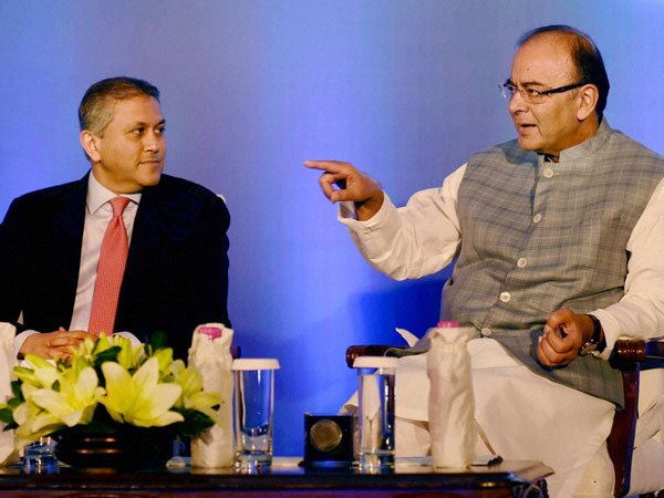 Union Finance Minister Arun Jaitley with Pramit Jhaveri