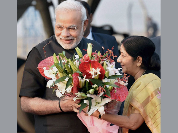 Prime Minister Narendra Modi being received
