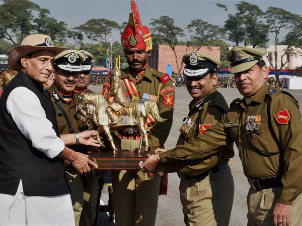 Home Minister Rajnath Singh presents the Maharana Pratap Trophy