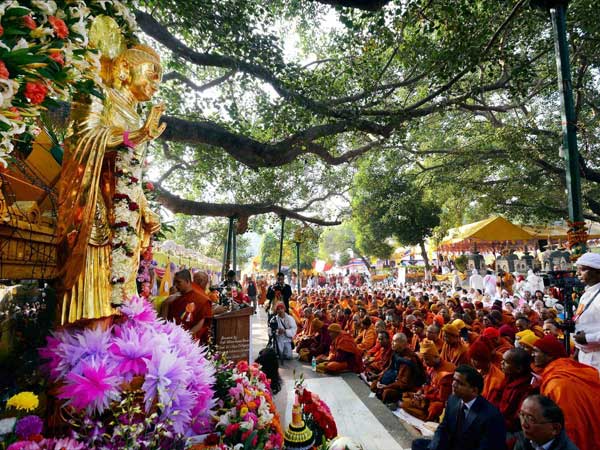 Buddhist monks and devotees