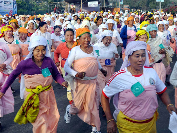 Women in Manipur participate in Nupi Lan Memorial run 