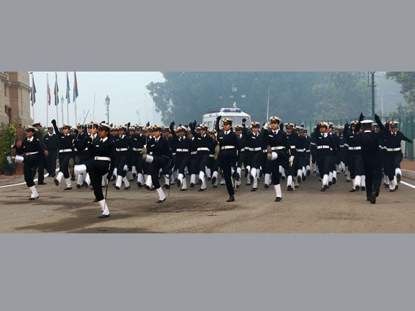 The Navy team practises ahead of the Republic Day