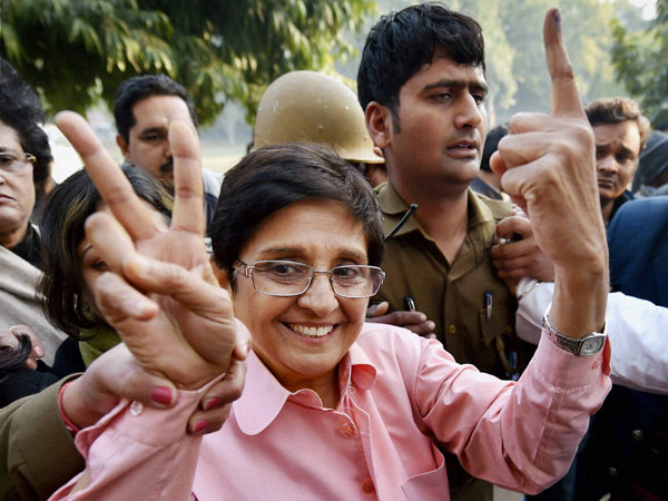 Kiran Bedi after casting her vote in Delhi Kiran Bedi after casting her vote in Delhi