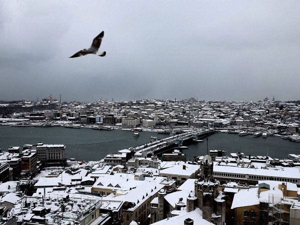 Istanbul covered with snow 