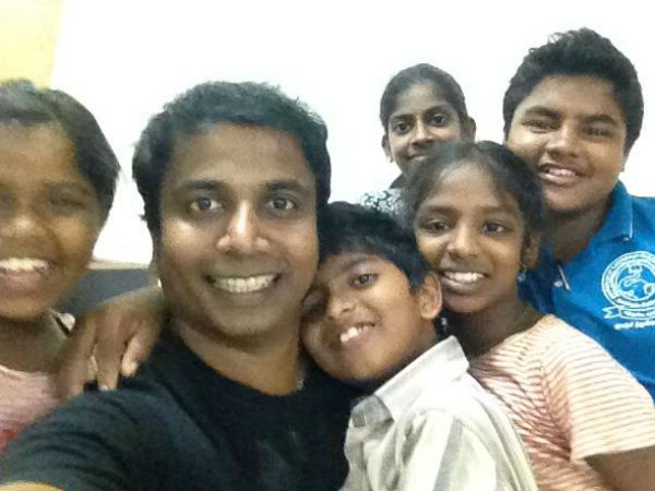 Sunder Ramu with NGO children