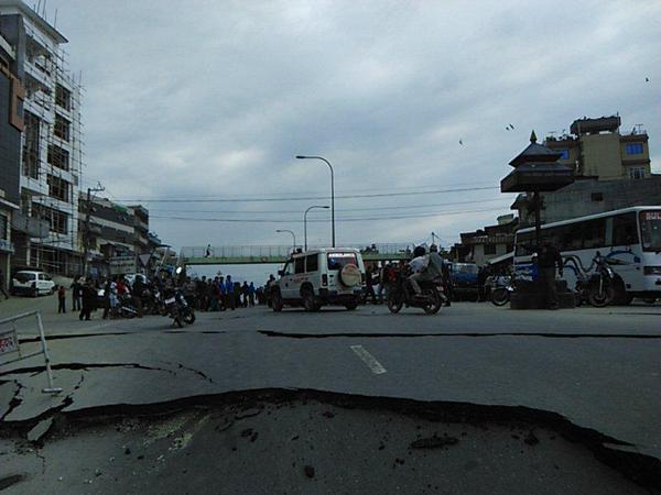 Roads damaged in Kathmandu