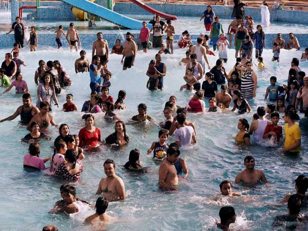Crowded water park