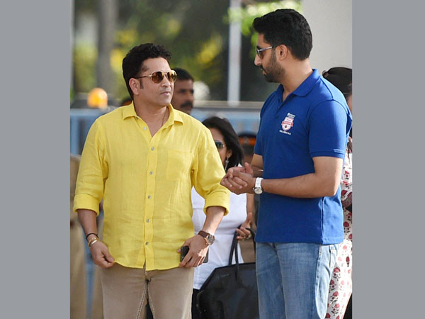Sachin Tendulkar and Abhishek Bachchan