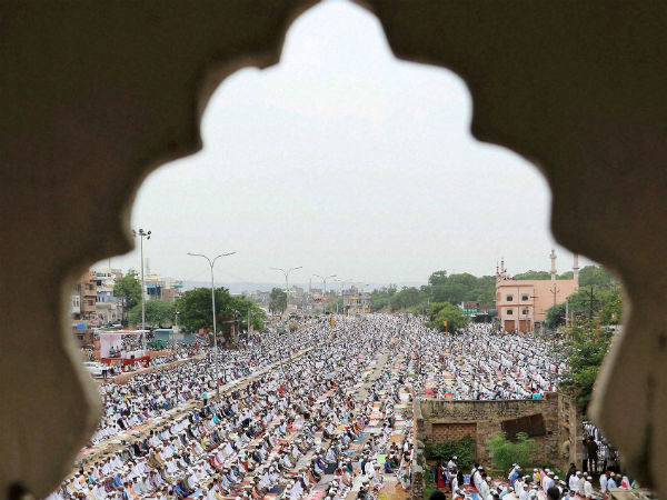 Muslims offer Eid prayers at Idgah 