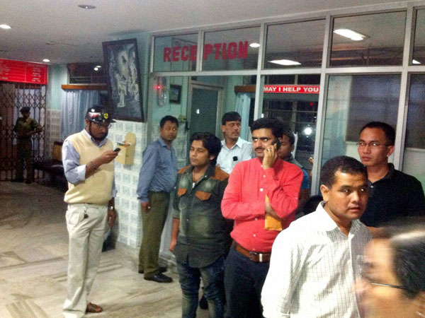 People outside People outside Bethany Hospital, Shillong where Dr Kalam was admitted