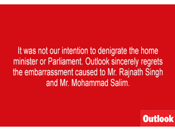 Outlook magazine admits to quoting Rajnath Singh erroneously