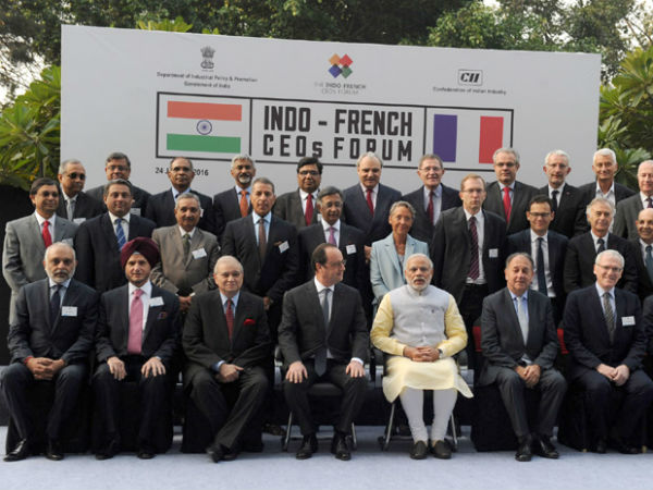 Modi, Hollande at Indo-French CEO's Forum in Chandigarh