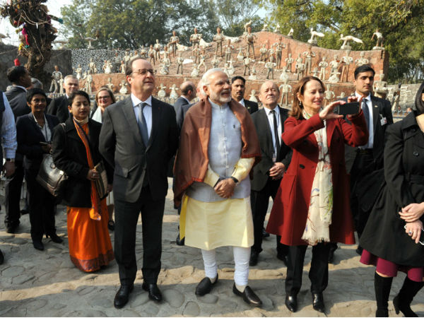 PM Modi, President Hollande at Rock Garden in Chandigarh