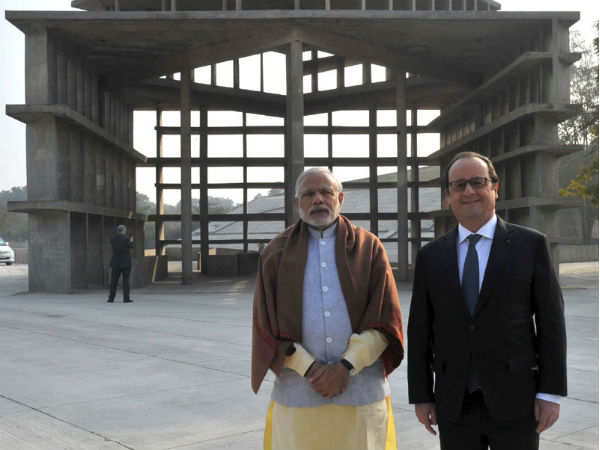 Modi, Hollande at Capitol Complex in Chandigarh