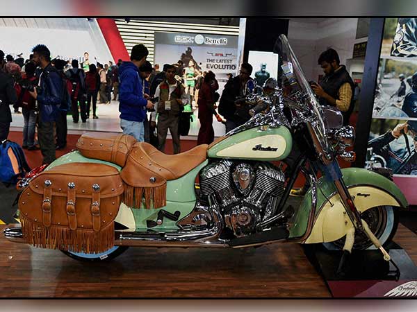A fancy motorbike on display at Auto Expo