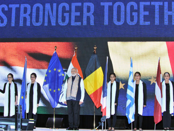 PM Modi at community reception in Brussels