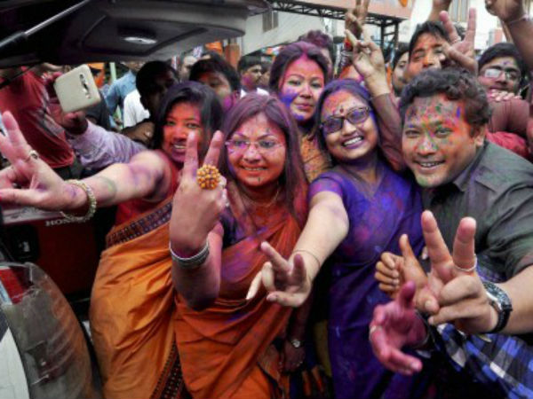 BJP workers celebrate victory in Assam