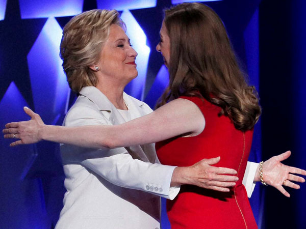 Hillary Clinton and her daughter Chelsea Clinton
