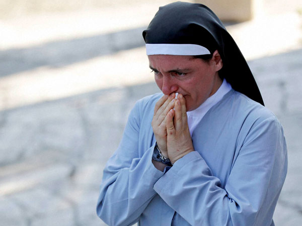 A nun turns emotional