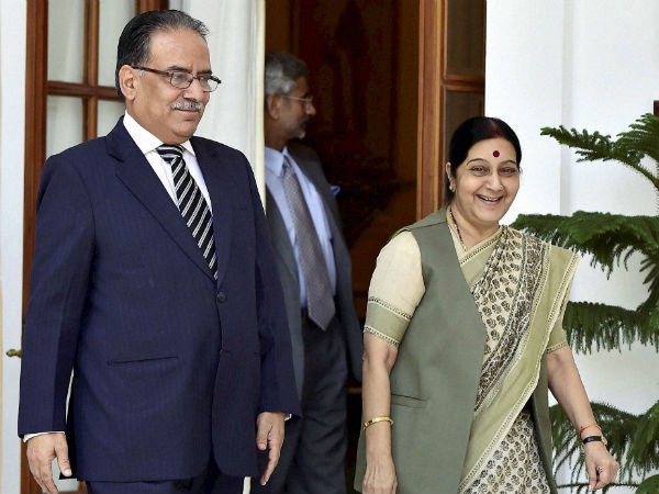 prachanda with sushma swaraj prachanda with sushma swaraj