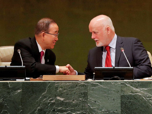 UN Secretary General Ban-Ki moon addresses the gathering