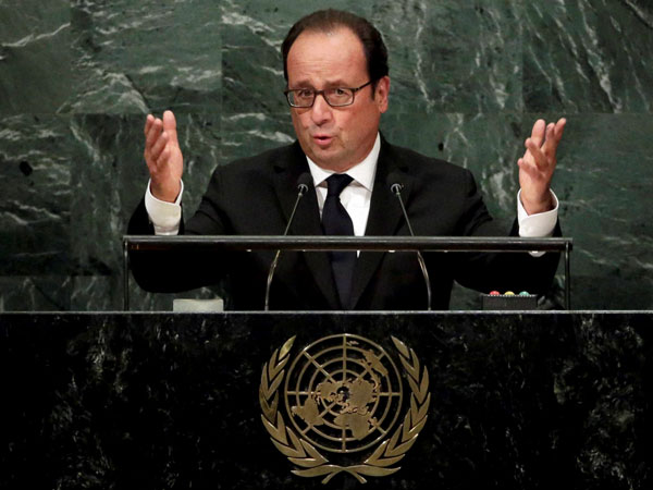 French President Francois Hollande addresses UNGA