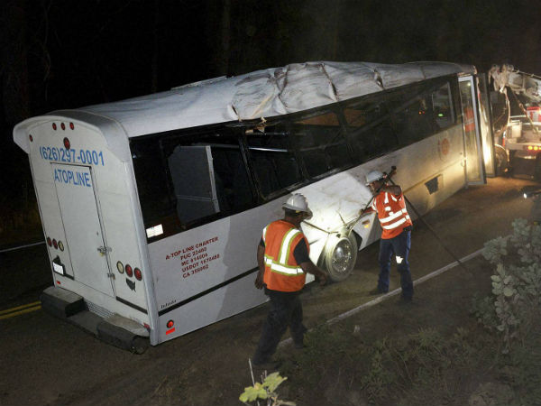 One passenger killed in tour bus accident, California
