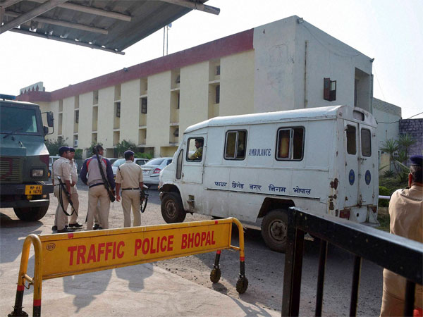 Security personnel on duty outside Bhopal Central Jail