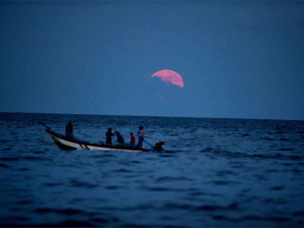 Supermoon seen at dusk in Chennai